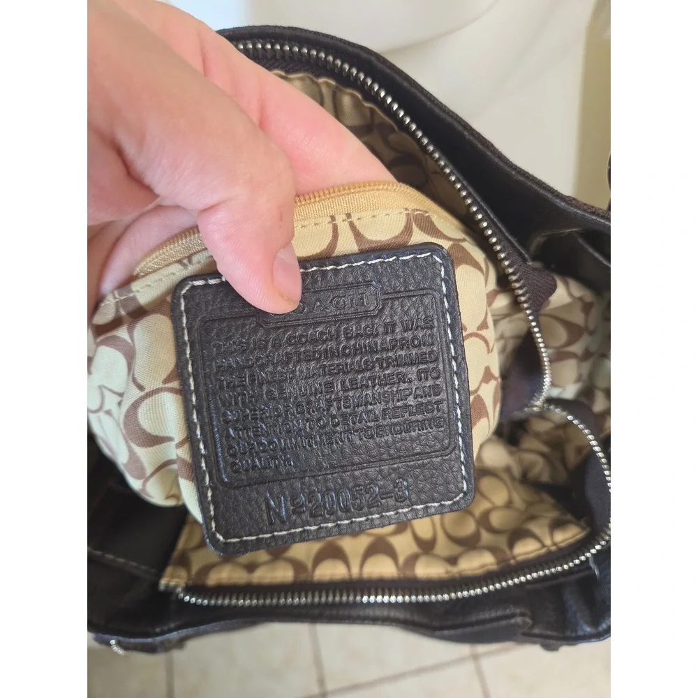 Coach Vintage Y2K Signature Jacquard Shoulder Bag Brown Buckle Zipper Tote